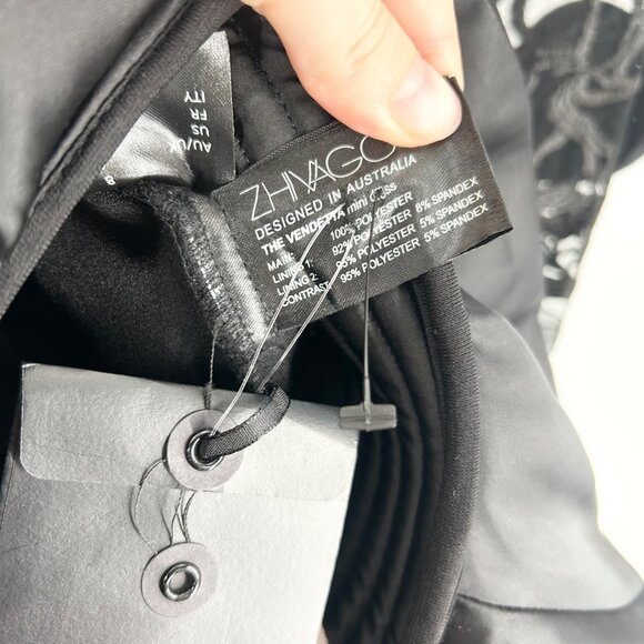 NWT Zhivago The Vendetta Black Floral Mini Dress Size 4 - Picture 10 of 11